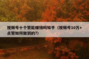 视频号十个赞能赚钱吗知乎（视频号10万+点赞如何做到的?）