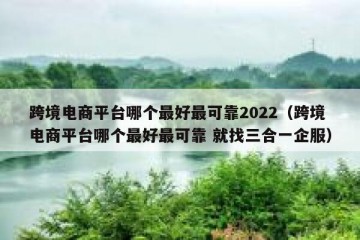 跨境电商平台哪个最好最可靠2022（跨境电商平台哪个最好最可靠 就找三合一企服）