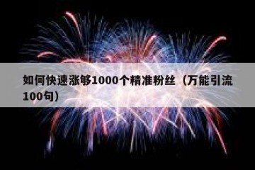 如何快速涨够1000个精准粉丝（万能引流100句）