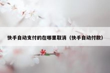快手自动支付的在哪里取消（快手自动付款）
