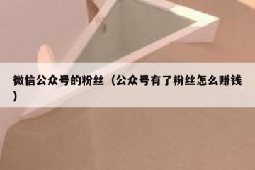 微信公众号的粉丝（公众号有了粉丝怎么赚钱）