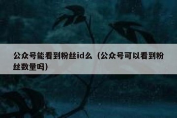 公众号能看到粉丝id么（公众号可以看到粉丝数量吗）