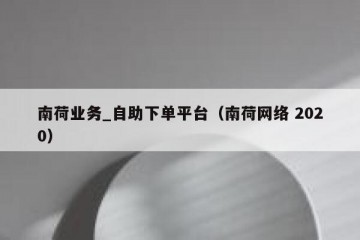 南荷业务_自助下单平台（南荷网络 2020）