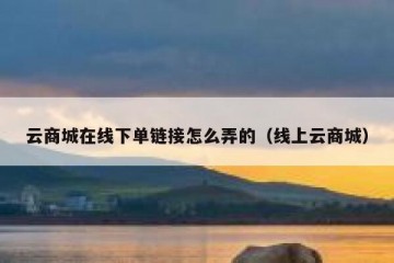 云商城在线下单链接怎么弄的（线上云商城）