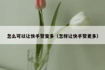怎么可以让快手赞变多（怎样让快手赞更多）