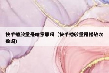 快手播放量是啥意思呀（快手播放量是播放次数吗）