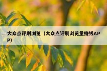 大众点评刷浏览（大众点评刷浏览量赚钱APP）
