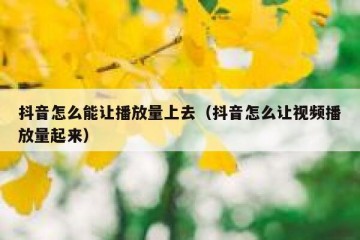 抖音怎么能让播放量上去（抖音怎么让视频播放量起来）