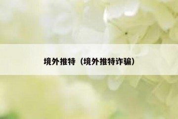 境外推特（境外推特诈骗）