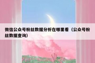 微信公众号粉丝数据分析在哪里看（公众号粉丝数据查询）