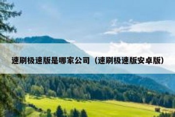 速刷极速版是哪家公司（速刷极速版安卓版）