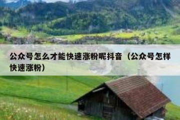公众号怎么才能快速涨粉呢抖音（公众号怎样快速涨粉）