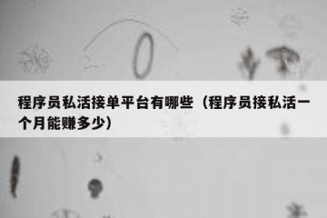 程序员私活接单平台有哪些（程序员接私活一个月能赚多少）