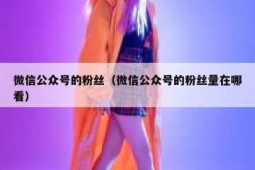 微信公众号的粉丝（微信公众号的粉丝量在哪看）