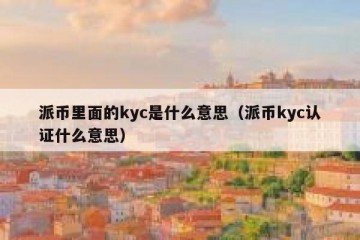 派币里面的kyc是什么意思（派币kyc认证什么意思）