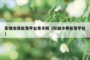 影视会员批发平台发卡网（权益卡券批发平台）