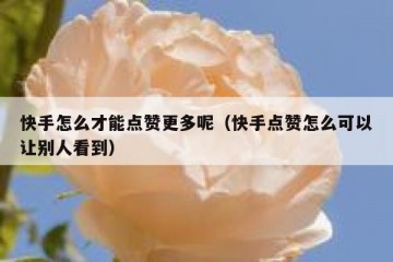 快手怎么才能点赞更多呢（快手点赞怎么可以让别人看到）