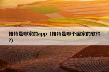 推特是哪家的app（推特是哪个国家的软件?）