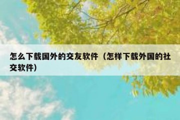怎么下载国外的交友软件（怎样下载外国的社交软件）