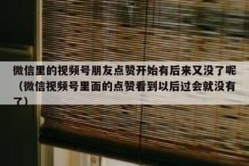 微信里的视频号朋友点赞开始有后来又没了呢（微信视频号里面的点赞看到以后过会就没有了）