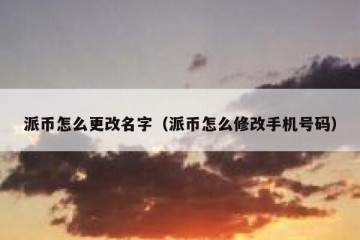 派币怎么更改名字（派币怎么修改手机号码）