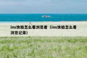 ins快拍怎么看浏览者（ins快拍怎么看浏览记录）