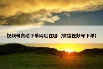 视频号自助下单网址在哪（微信视频号下单）