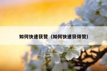 如何快速获赞（如何快速获得赞）
