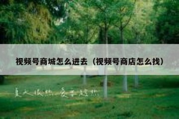 视频号商城怎么进去（视频号商店怎么找）