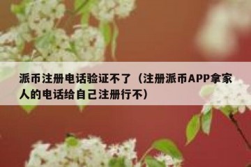 派币注册电话验证不了（注册派币APP拿家人的电话给自己注册行不）