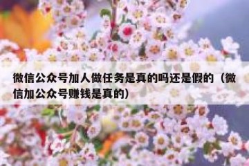 微信公众号加人做任务是真的吗还是假的（微信加公众号赚钱是真的）