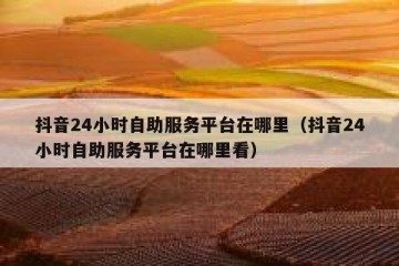 抖音24小时自助服务平台在哪里（抖音24小时自助服务平台在哪里看）