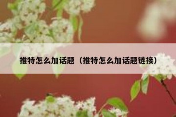 推特怎么加话题（推特怎么加话题链接）