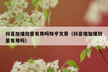 抖音加播放量有用吗知乎文章（抖音增加播放量有用吗）