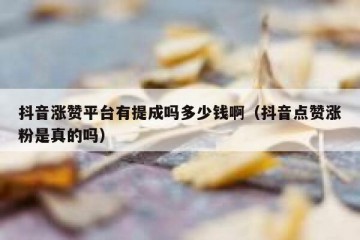 抖音涨赞平台有提成吗多少钱啊（抖音点赞涨粉是真的吗）
