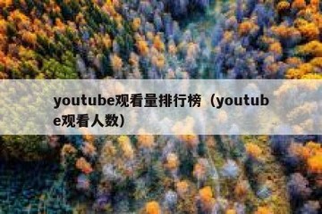youtube观看量排行榜（youtube观看人数）