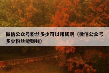 微信公众号粉丝多少可以赚钱啊（微信公众号多少粉丝能赚钱）