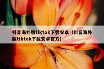 抖音海外版tiktok下载安卓（抖音海外版tiktok下载安卓官方）