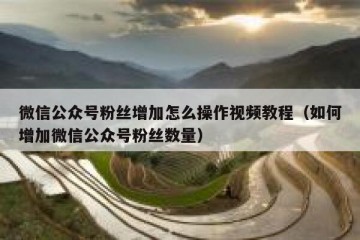 微信公众号粉丝增加怎么操作视频教程（如何增加微信公众号粉丝数量）