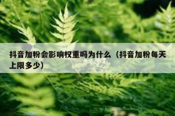 抖音加粉会影响权重吗为什么（抖音加粉每天上限多少）