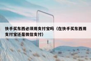 快手买东西必须用支付宝吗（在快手买东西用支付宝还是微信支付）