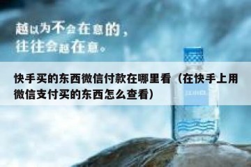 快手买的东西微信付款在哪里看（在快手上用微信支付买的东西怎么查看）