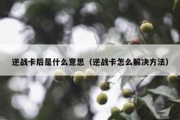 逆战卡后是什么意思（逆战卡怎么解决方法）