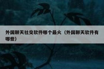 外国聊天社交软件哪个最火（外国聊天软件有哪些）