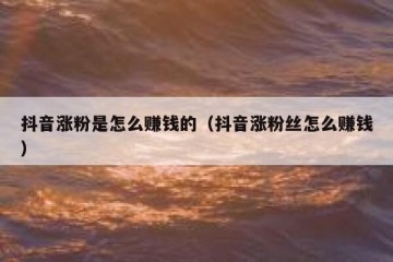 抖音涨粉是怎么赚钱的（抖音涨粉丝怎么赚钱）