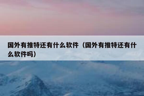 国外有推特还有什么软件（国外有推特还有什么软件吗） 第1张