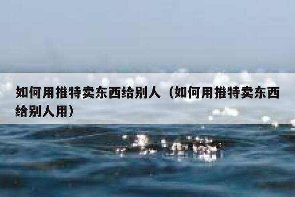 如何用推特卖东西给别人（如何用推特卖东西给别人用） 第1张