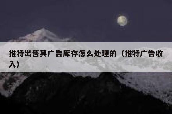 推特出售其广告库存怎么处理的（推特广告收入） 第1张