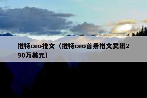 推特ceo推文（推特ceo首条推文卖出290万美元） 第1张