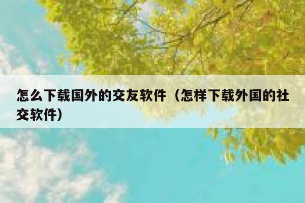 怎么下载国外的交友软件(怎样下载外国的社交软件) 第1张 怎么下载国外的交友软件(怎样下载外国的社交软件) 第1张